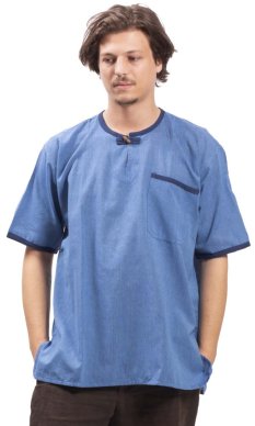 Košeľa / ETNO KURTA MILDRIM s krátkym rukávom modrá II.