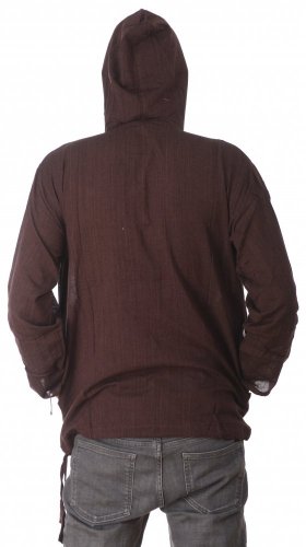 Košeľa Nepál / ETNO KURTA s kapucňou hnedá