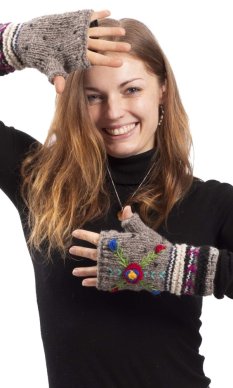 Vlněné návleky na ruce BASANTA / šedé