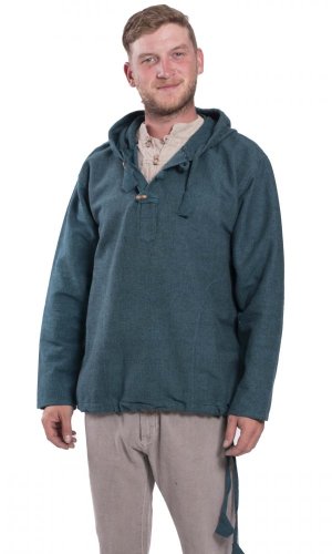 Bluza unisex z kapturem RAHUL niebieski petrol