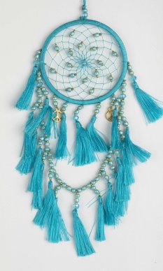 Lapač snů BEADS tyrkysový / délka 20 cm
