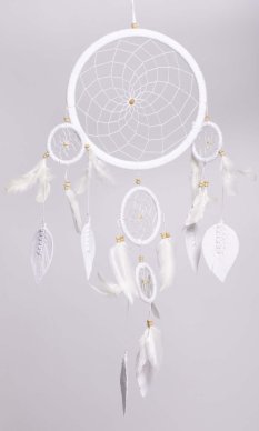 Lapač snů LEAF bílý / délka 60 cm