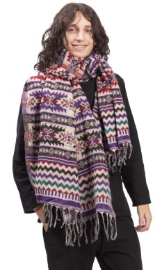 Szal INDI aztek fioletowy I.