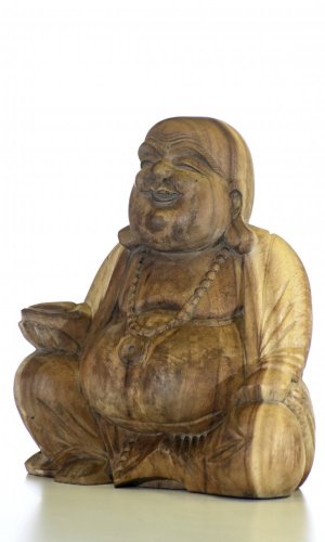 Dřevěná socha Happy Buddha ↑40 cm