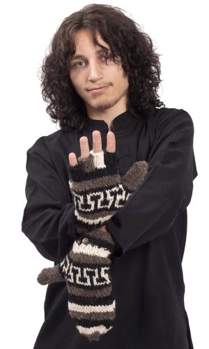 Vlněné převlékací rukavice / černo-hnědé I.