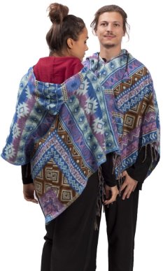 Ponczo z wzorami PANKAJ niebiesko-fioletowy I.