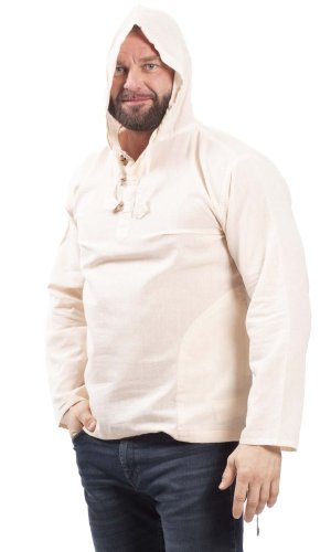 Koszula indyjska / ETNO KURTA z kapturem Natural - Rozmiar: 5XL