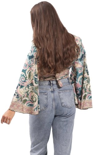 Bolero GITA z długim rękawem zielono-różowe I.