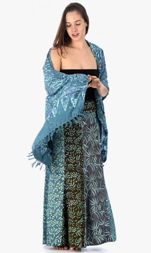 Długa spódnica z sarongiem turkusowa - Rozmiar: XL