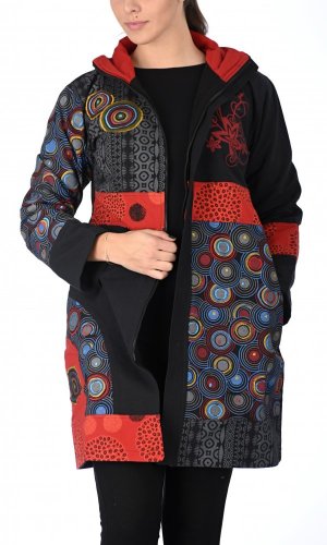 Dámský kabát Parvati černo-červený - Velikost: M