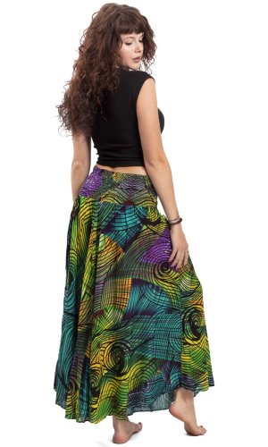 Długa spódnica THAI SPIRAL zielona