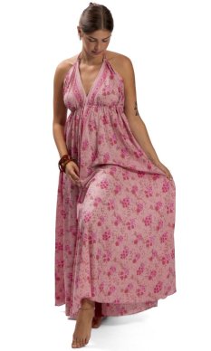 . Długa sukienka HALKE różowa