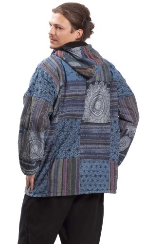 Teplá bunda PATCHWORK HARMONY modrá