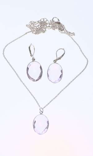 Set náhrdelník a náušnice světle růžový ovál - Varianta: Stříbrný řetízek