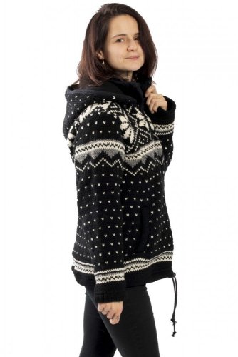 Vlnený sveter s nórskym vzorom čierny