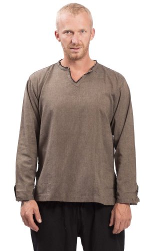 Koszula indyjska / ETNO KURTA brązowo-beżowy BOHO - Rozmiar: L