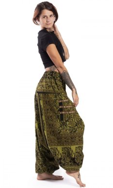 Harémové kalhoty / Sultánky MANDAL khaki-zelené