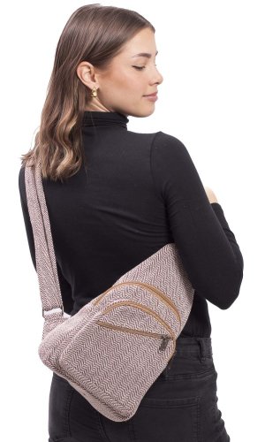 Batoh AMIT CROSSBODY vínovo-bílá