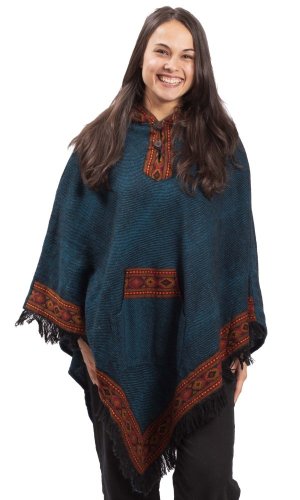 Vlněné pončo LAHARA RUNA modré II.