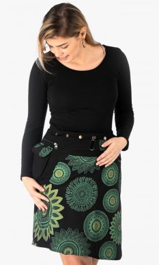Krátka sukňa s cvočkami čierna a zelená