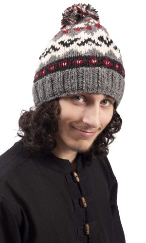 Vlněná čepice s bambulí / šedá II.