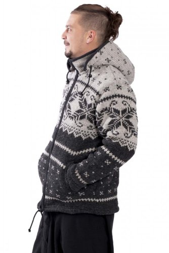 Wełniany sweter z norweskim wzorem szary