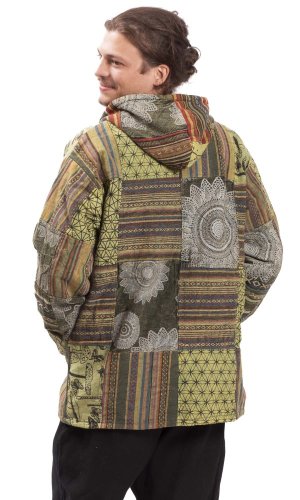 Ciepła kurtka PATCHWORK HARMONY zielona - Rozmiar: L