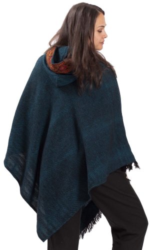 Vlněné pončo LAHARA RUNA modré II.