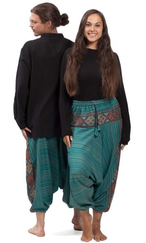 Ciepłe szarawary / Spodnie haremki BIHAR petrol I.