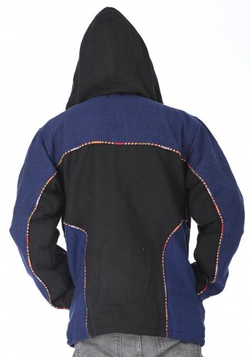 Bunda s kapucí Praja černá-tmavě modrá - Velikost: 2XL