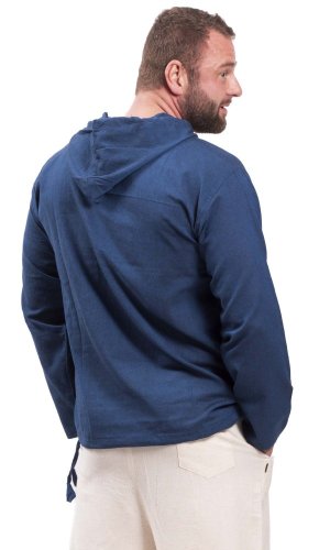 Košile Classic Nepál / ETNO KURTA s kapucí tmavě modrá