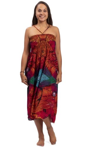 Długa spódnica / suknia THAI SPIRALS czerwony I.