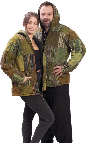 Teplá bunda PATCHWORK zelená