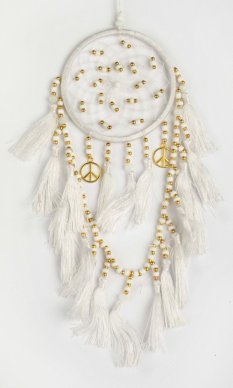 Lapač snů BEADS bílý / délka 20 cm