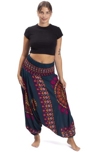 Harémové kalhoty / Sultánky THAI MANDALA petrolejově modré