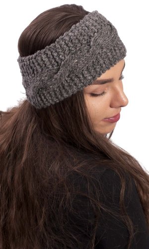 Vlněná čelenka BRAID / šedá