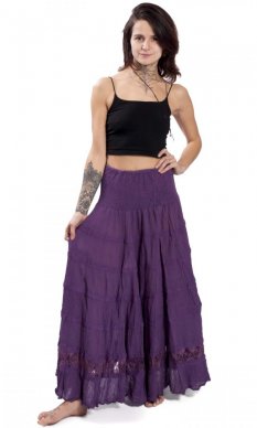 Kolesová sukňa s čipkou ADITI fialová