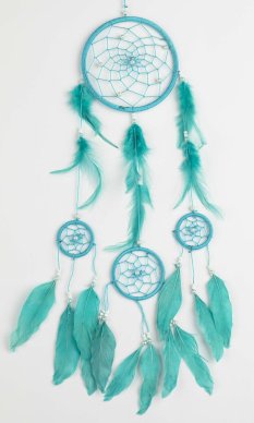 Lapač snů CIRCLES tyrkys/ délka 45 cm