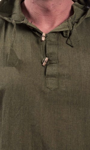 Koszula indyjska / ETNO KURTA z kapturem zielona - Rozmiar: 2XL