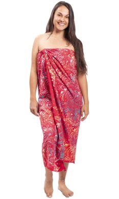 Sarong BALI BATIK czerwony V.