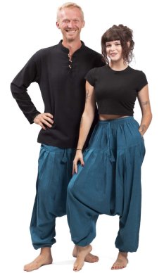 Szarawary / Spodnie haremki CLASSIC PLEATS niebieski