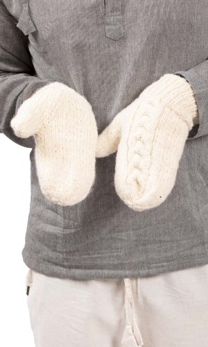Vlněné palcové rukavice / natur II.