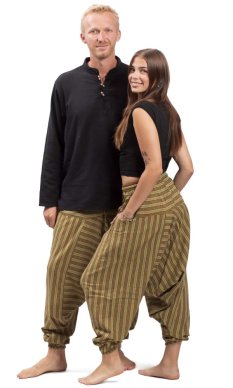 Harémové kalhoty / Sultánky CLASSIC STRIPES zelená I.