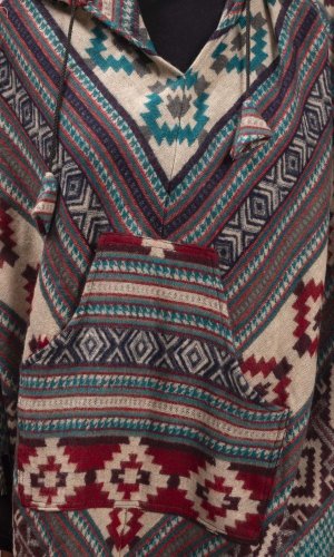 Pončo se vzory PANKAJ červeno-modré III.