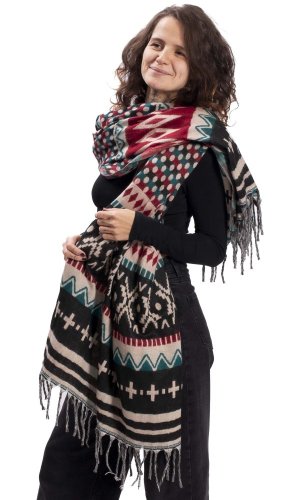 Šála INDI červeno-černá s puntíky