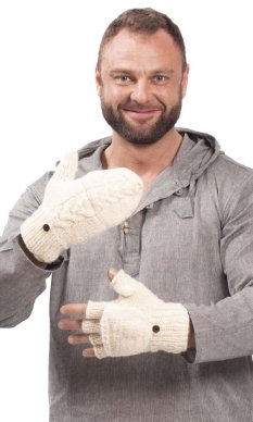 Vlnené prezliekacie rukavice / natur I.