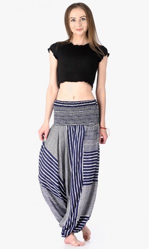 Harémové kalhoty / Sultánky Stripes modré