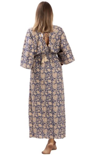 Dlouhé šaty GEISHA modro-béžové II.