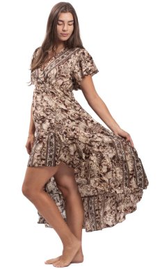 Dámské šaty dlouhé SNEHA hnědé I.