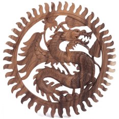 Dřevěná nástěnná dekorace DRAK natural ø 40 cm